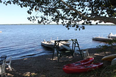 Motor boats and kayaks at our dock